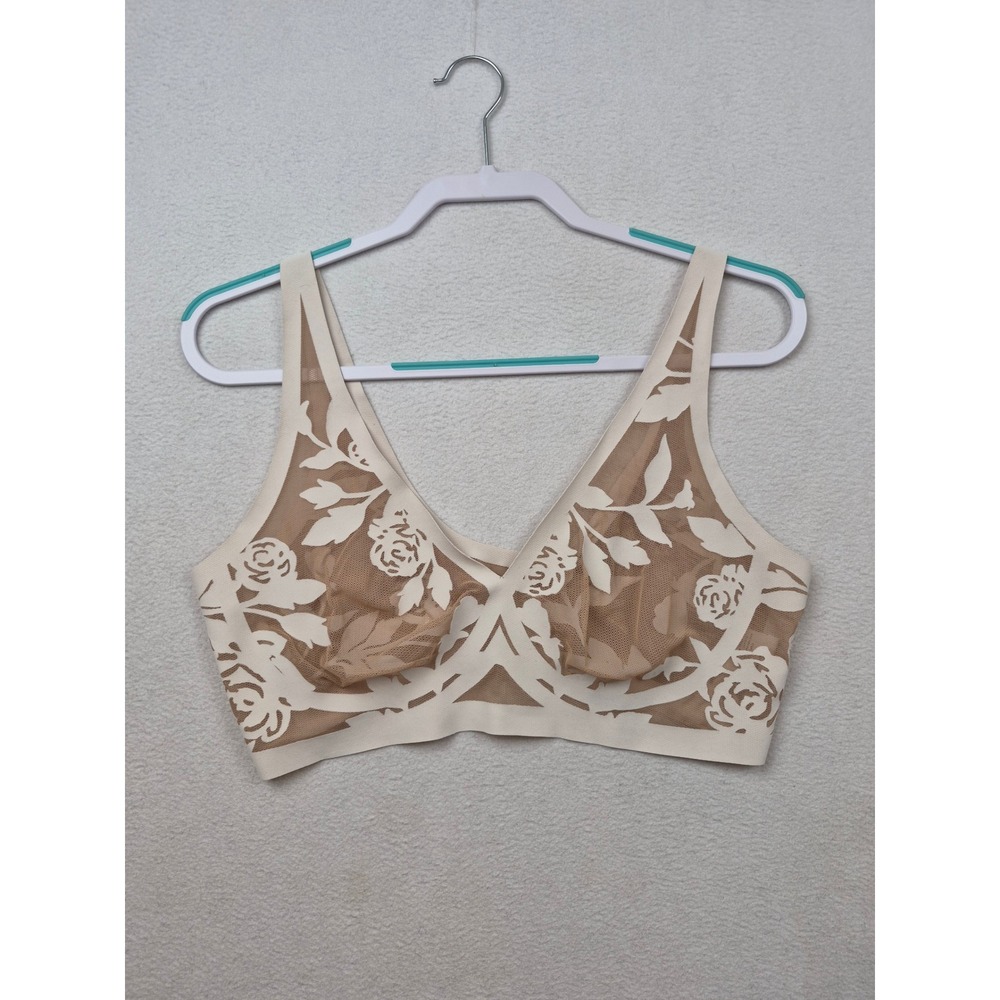 EBY Sheer Nude White Bralette in Madam Lux Size XL Wireless Comfort